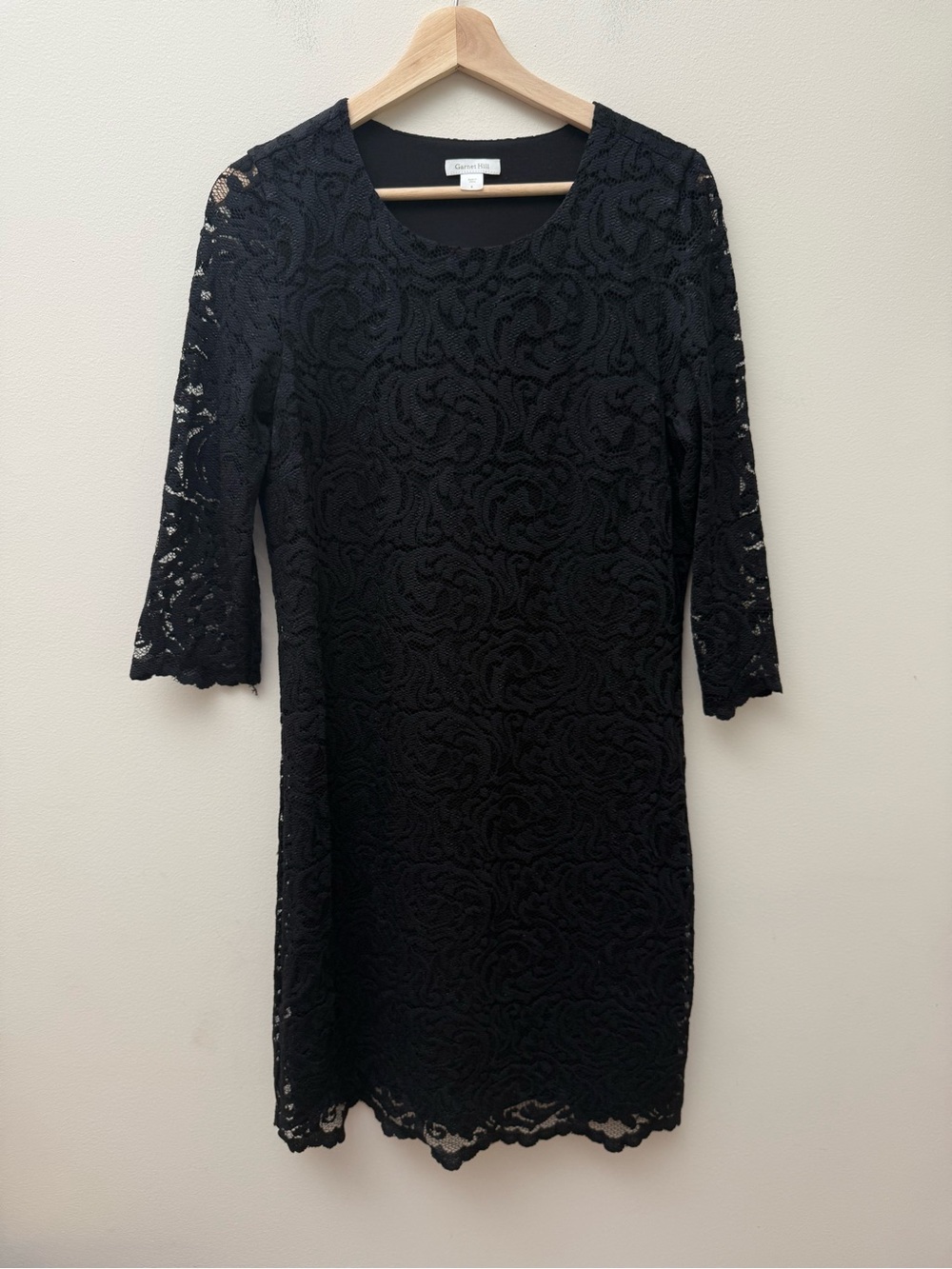 Garnet Hill Black Lace Long Sleeve Sheath Dress